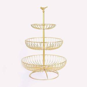 Canasta de Frutas Metálica de 3 Niveles, Dorada, de Hierro, para Almacenamiento en la Cocina, Organizador de Frutas y Verduras - Product Image 3