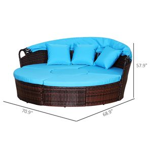 Set Divano Letto a Baldacchino in Rattan Intrecciato Marrone Mocha 4 Pezzi, Zona Relax a Bordo Piscina, Arredamento da Giardino Esterno con Pannello in MDF - Product Image 3