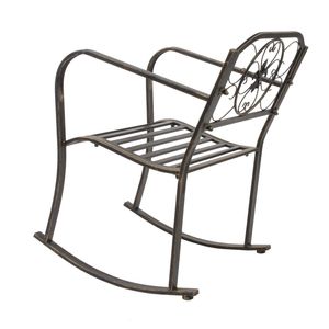 Sedia a dondolo da esterno in metallo con design a spirale per patio, portico o terrazza - Product Image 3