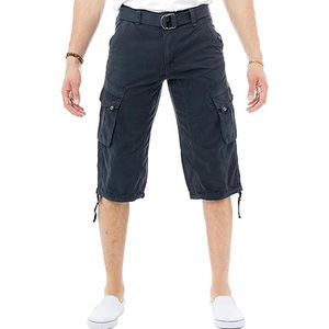 Shorts Cargo Décontractés d'Été 100% Coton pour Hommes, Taille Mi-Haute Élastique, Décoration Vintage, Longueur Genou, Style Randonnée, Tricot Uni - Product Image 6