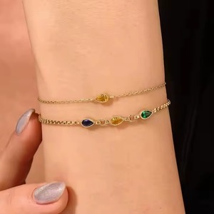 Pulsera de Moissanita Personalizada de Alta Calidad en Oro 10K/14K/18K con Piedra de Nacimiento de Zirconia en Forma de Pera y Cadena con Piedra de Nacimiento - Product Image 4