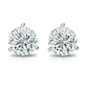 Pendientes Solitarios con Certificado IGI, Corte Redondo, 2CT, Cultivados en Laboratorio, Chapados en Oro Blanco de 14K - Product Image 1