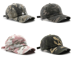 หมวกแก๊ปยีนส์พิมพ์ลายพรางแบบวินเทจ ปรับขนาดได้ สไตล์ Dad Hat  ตกแต่งด้วยโลโก้แบบพัฟพริ้นติ้ง  สำหรับทุกเพศ - Product Image 6
