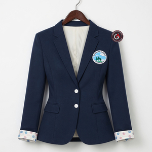 Blazer Premium Jack Jill America de Lana/Algodón con Ribete Azul para Mujer, Ropa de Conferencia |   Cresta Bordada Transpirable Antiarrugas - Product Image 6