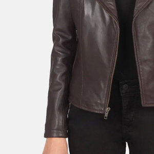 Ultra Premium Luxury Genuine <b>Leather</b> <b>Jacket</b> For Women Biker Style <b>Brown</b> Solid Color Women's Cropped <b>Leather</b> Bomber <b>Jacket</b> - Product Image 6