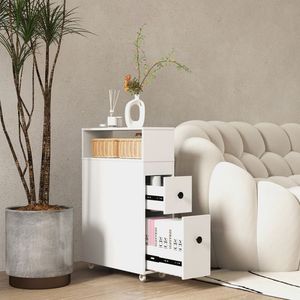 Organizzatore da Bagno in Legno Sottile con Cassetti Estraibili Profondi, Mobiletto per Bagno - Product Image 2