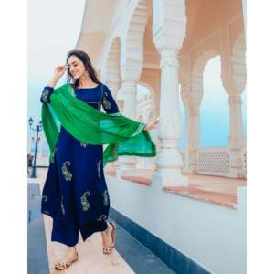 Conjunto de Traje de Gasa de Algodón Azul Rey para Mujer, Talla XS - Product Image 5