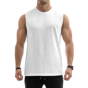 High Quality SpandexPolyester Gym Tank <b>Top</b> Sleeveless Athletic Heat-Transfer Printed Custom Logo Neck <b>Black</b> Men's Quick Dry - Product Image 2