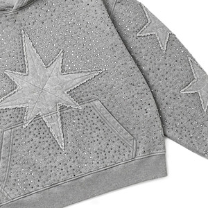 Sweat-shirts pour hommes en molleton de coton, style streetwear personnalisé, avec appliques brodées et strass sur toute la surface, style Y2K, poids lourd, OEM - Product Image 5