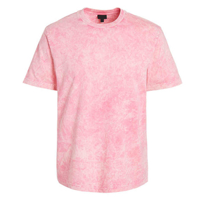 Camiseta Oversize Rosa Tie-Dye para Hombre, Cuello Redondo, Manga Corta, Casual, Tejida, Largo Regular - Product Image 2