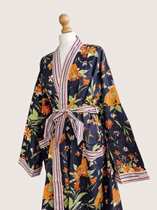Bata Larga Estampada Floral para Mujer, Manga Larga, Cuello en V, 100% Poliéster, Suave, Informal, para Primavera, con Cierre de Cordón - Product Image 5