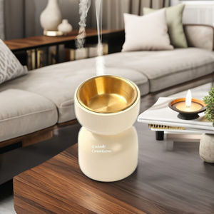 Quemador de incienso de madera marfil de lujo, soporte de palo de cuenco de Latón para Decoración de meditación de aromaterapia para uso doméstico, paquete de incienso de té - Product Image 1