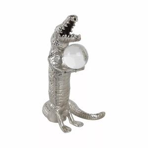Sculpture d'alligator en métal faite à la main, décoration de table, style côtier, figurine animale pour salon - Product Image 4