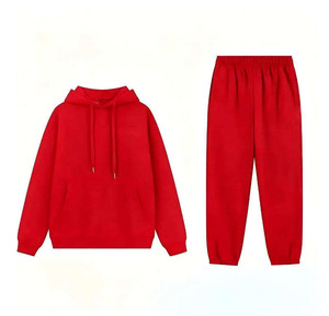 Conjunto Deportivo Unisex Negro con Capucha, Sudadera con Cierre Completo y Pantalones Jogger, Color Sólido, Ropa Casual, 100% Algodón, Estilo Otoñal - Product Image 2