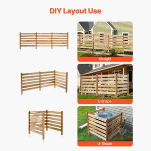 Valla de privacidad de madera de 38 pulgadas de ancho x 36 pulgadas de largo, pantalla de 3 paneles con listones para aire acondicionado, recinto para equipos de piscina, portones de celosía metálica - Product Image 4