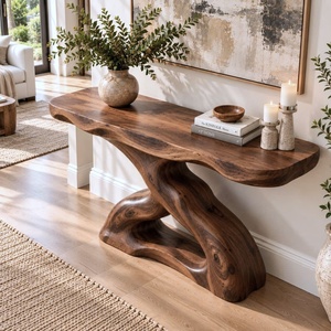 Table d'entrée en bois, style classique, console en bois massif naturel, produit au design créatif, meubles en bois, décoration intérieure - Product Image 2