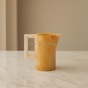 Carafe à eau en résine époxy faite à la main, design marbre, poignée carrée, pour la décoration de la maison et de la cuisine, vente chaude - Product Image 4