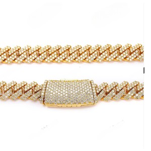 Cadena Cubana Elegante de 12MM y 22 Pulgadas, Chapada en Oro Rosa/Amarillo/Blanco sobre Plata de Ley 925, con Cierre Extensible, Estilo Hip Hop - Product Image 1
