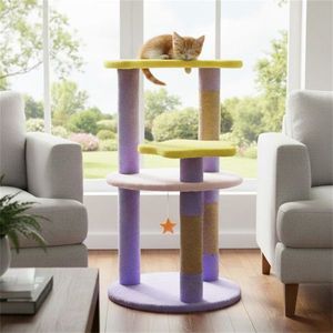 Albero per Gatti Viola da 29 Pollici con 4 Livelli, Tiragraffi in Juta e Dispositivo Anti-Ribaltamento per Gattini e Gatti Adulti - Design Luna e Stella - Product Image 6