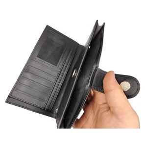 Cartera de Mano de Alta Gama para Mujer, Cartera Larga de Cuero Genuino, Protección RFID, Cierre de Broche, Uso Diario, Forro de Seda, Diseño Moderno - Product Image 4