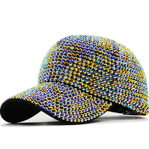 Casquette de baseball noire à strass, ajustable, unisexe, 6 panneaux, chapeau tendance couleur unie, printemps-été, décontractée, en maille noire - Product Image 2