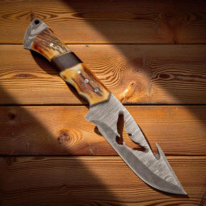 Cuchillo de Caza de Acero de Damasco de Calidad Premium con Mango de Cuerno de Ciervo, Cómodo, de Espiga Completa, Soporte para Personalización OEM - Product Image 3
