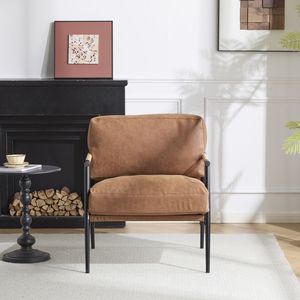 Poltrona Moderna 27.56 con Cuscini Morbidi, Struttura in Metallo Minimalista e Braccioli in Legno per un Soggiorno Accogliente - Product Image 4