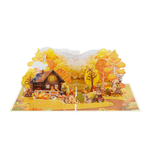 Fall Forest 3D Pop Up Greeting Card <b>Handmade</b> Autumn Theme <b>Paper</b> Craft Invitation Gift Card Wholesale Supply - Product Image 3