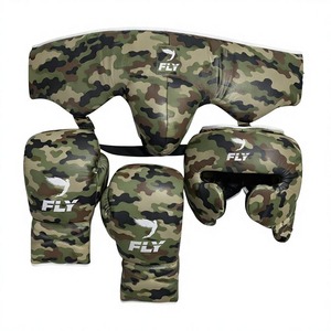 Premium Fly New Camo Design Boxing Set Leather <b>Gloves</b>, Headgear & Groin Guard OEM Available Sparring Kit for Fighters & Gym - Product Image 1