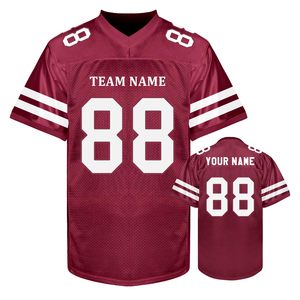 Custom Sublimated American Football Jersey Men's <b>Short</b> Sleeve V-Neck Breathable <b>Mesh</b> Team Name Number All Seasons - Product Image 1