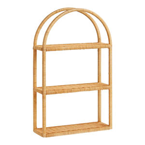 Handmade Arched Rattan <b>wall</b>-<b>mounted</b> <b>shelf</b> 3-Tier Woven Bamboo Floating Rack Living Room Bathroom Towel Cosmetic Storage <b>Wall</b> She - Product Image 2