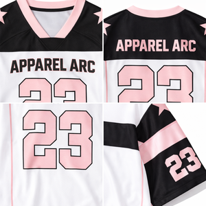 Maillot de football personnalisé noir, blanc et rose 23, unisexe, coupe oversize, streetwear, chemise d'équipe, fournisseur en gros - Product Image 2