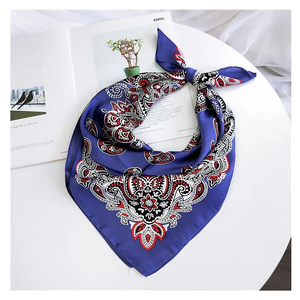 70cm Fashion Bandana Hair Scarf For Women Paisley Print Kerchief Silk Satin Head Scarfs Square Shawl <b>Wraps</b> <b>Neck</b> Scarves For Lady - Product Image 5