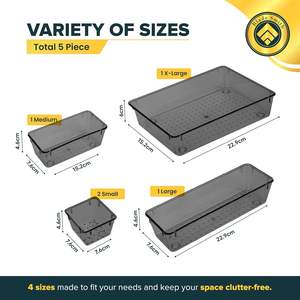 Organisateur de tiroirs pour cuisine, maquillage - Organisateur de tiroirs en plastique multi-usages pour la maison et le bureau - Pliable - Product Image 2