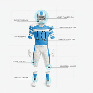 Maillots de football américain respirants pour l'entraînement en club, uniformes sportifs personnalisés, vêtements d'entraînement légers, équipement de sécurité complet pour hommes - Product Image 2