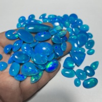 Ópalo Natural Genuino Azul Etíope Welo, Gema en Forma de Pera, Cabujón Suelto con Destellos Multicolor y Brillo Intenso