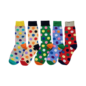 Venta al por mayor a granel multicolor Polka Dot Crew calcetines de algodón peinado transpirable elástico hecho en Vietnam fábrica logotipo personalizado disponible - Product Image 1