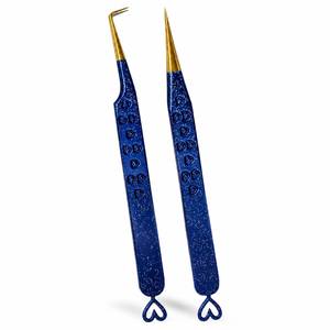 Pinzas Quirúrgicas Morje con Brillo Azul, Puntas Doradas, Puntas Dentadas/Lisas/Con Dientes, Diseño en Forma de Corazón, Acero Inoxidable de Precisión - Product Image 1
