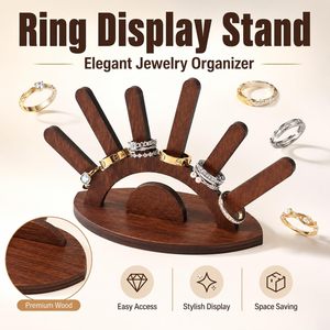 Support de présentation de bijoux en bois artisanal |   Organisateur de bijoux, support de rangement pour bagues, bracelets, boucles d'oreilles, colliers - Product Image 3