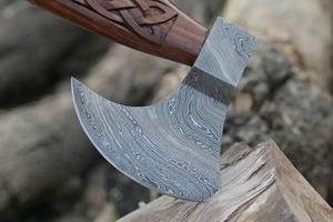 Odin Viking <b>axe</b> collectible Damascus steel blade <b>axe</b> Engraved <b>wooden</b> handle <b>axe</b> Authentic Norse style <b>axe</b> - Product Image 6