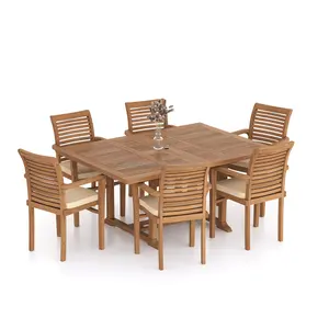 Modern Solid Wood Outdoor <b>Dining</b> Table <b>Set</b> with <b>6</b> <b>Chairs</b> for Commercial Use in Restaurants Hotels Malls & Villas - Product Image 1