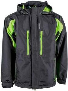 Veste de pêche pour homme noire et rouge à capuche avec fermeture éclair, logo sur la manche gauche, imperméable, manches longues, style color block - Product Image 5