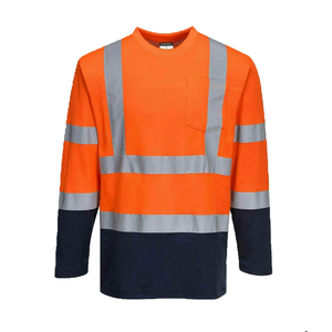 Chemise de sécurité haute visibilité à manches longues, vêtements de travail réfléchissants, uniforme de chantier, respirant, bicolore, t-shirt haute visibilité - Product Image 1