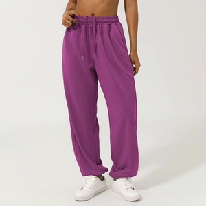 Women's High Waisted Wide Leg Sweatpants with Drawstring, Casual <b>Loose</b> Fit Jogger <b>Pants</b> for <b>Yoga</b> and Lounge Solid Color Trousers - Product Image 3