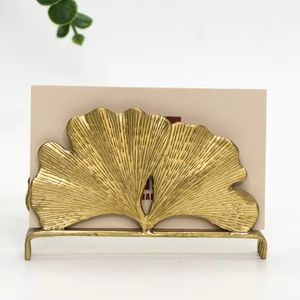Porte-mouchoirs en laiton artisanal – Support de serviettes de table à motif de feuilles botaniques pour cuisine et salle à manger - Product Image 6
