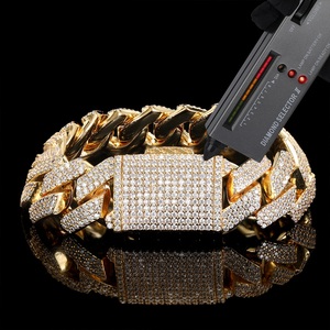 <b>Mens</b> Moissanite Cuban Link Bracelet 925 <b>Silver</b> 18mm Iced Out Gold Tone Hip Hop Chain Luxury Statement Bracelet Premium Fine Wear - Product Image 2