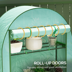 Piccola serra da interno, tipo walk-in, con telaio in acciaio/plastica/legno e vetro temperato per la crescita delle piante da interno e da giardino. - Product Image 5