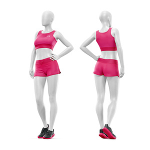 Custom Women's Sports Yoga Set Personalized High Elastic Waist Letter Pattern Shorts 2-Piece Breathable Nylon Spandex Crop Top - Product Image 3