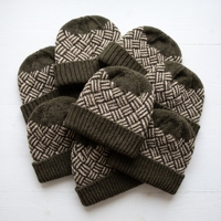 Bonnet en tricot Diamond Geo bleu ardoise, bonnet côtelé chaud d'hiver, fournisseur direct d'usine, fabricant de couvre-chefs personnalisés en gros