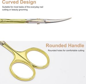 Tijeras para Cutículas de Primera Calidad, Multiusos, de Acero Inoxidable con Hojas Curvas - Tijeras de Manicura para Uñas, Cejas y Pestañas - Product Image 1
